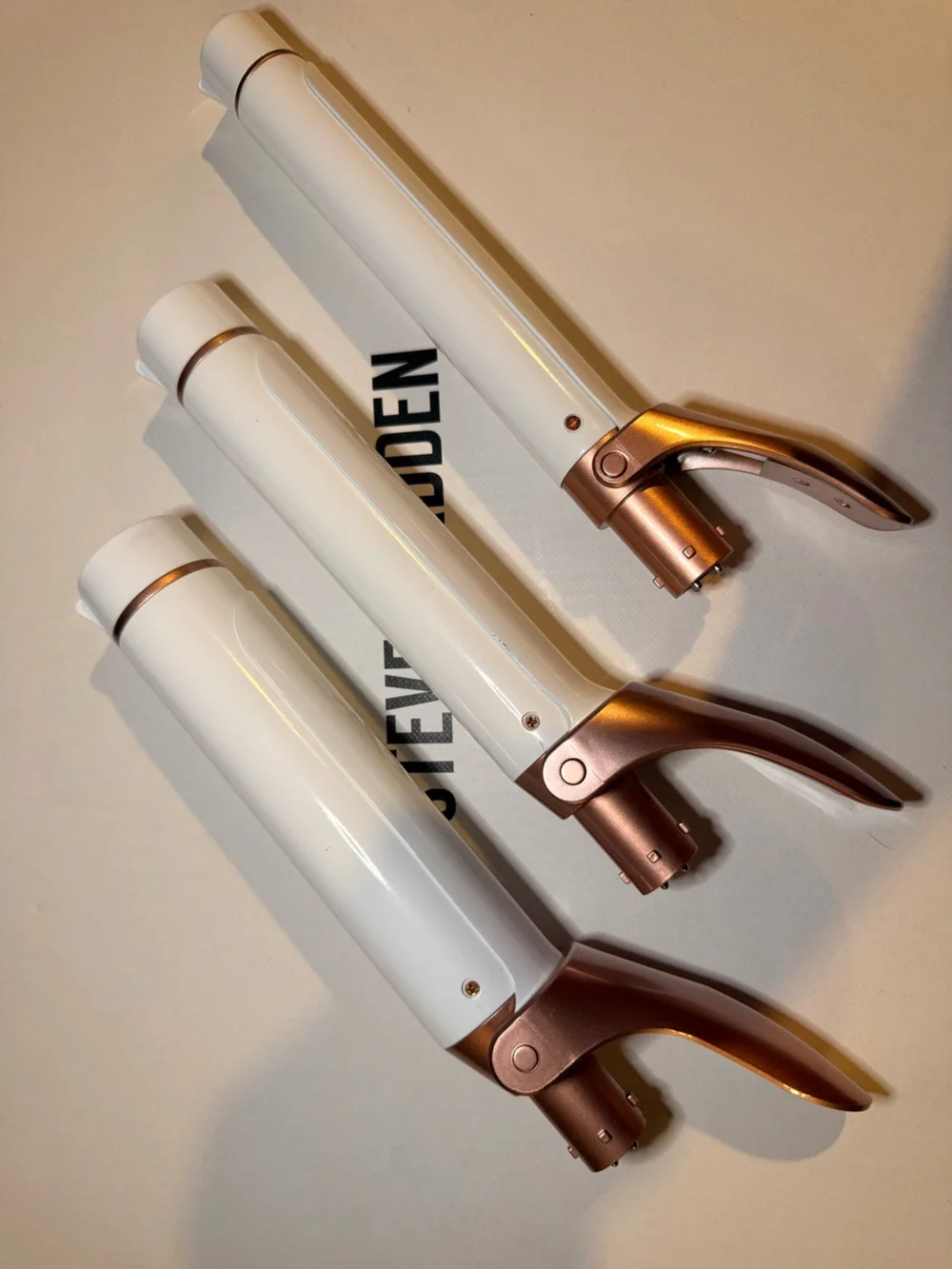 White & Rose Gold Curling Wand Set